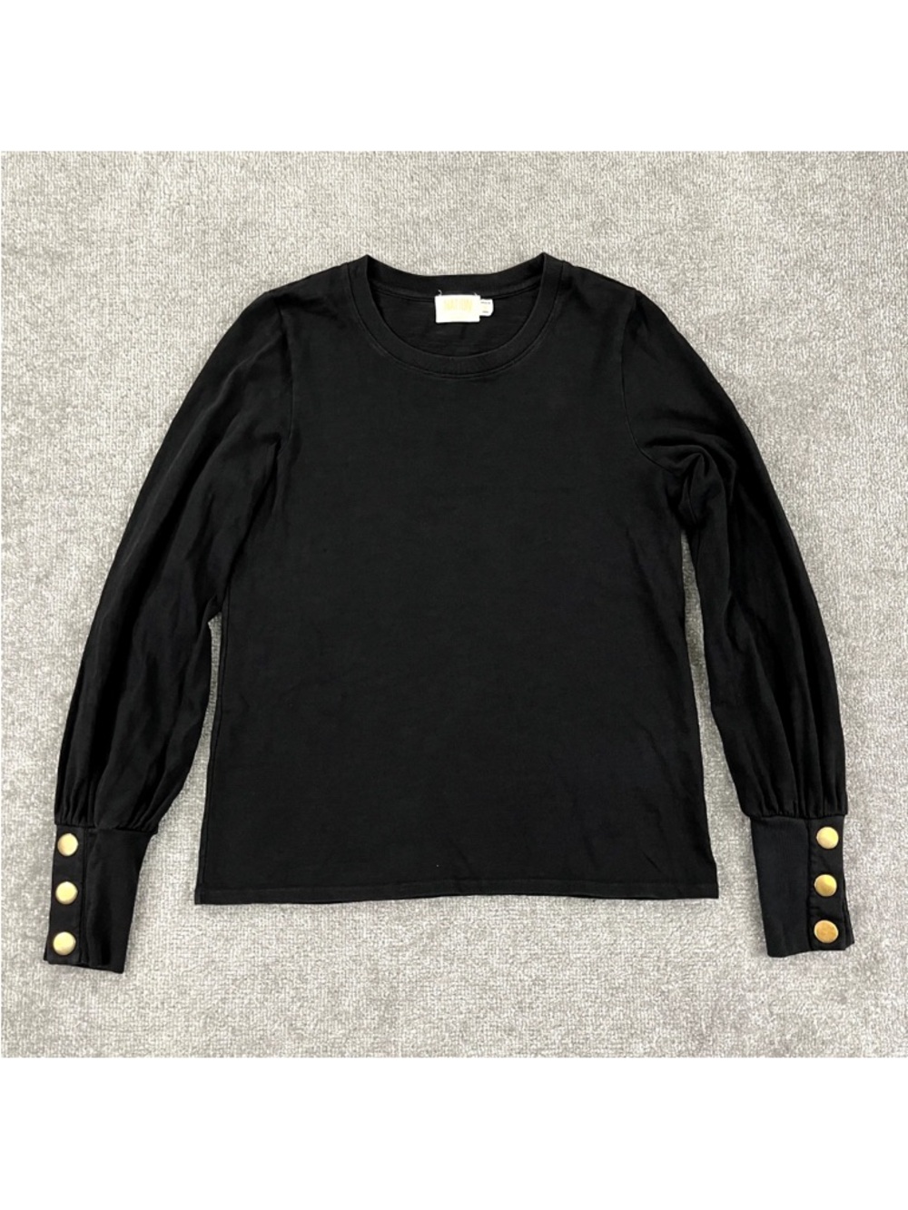 NATION Los Angeles Black Crewneck Tee with Gold Buttons